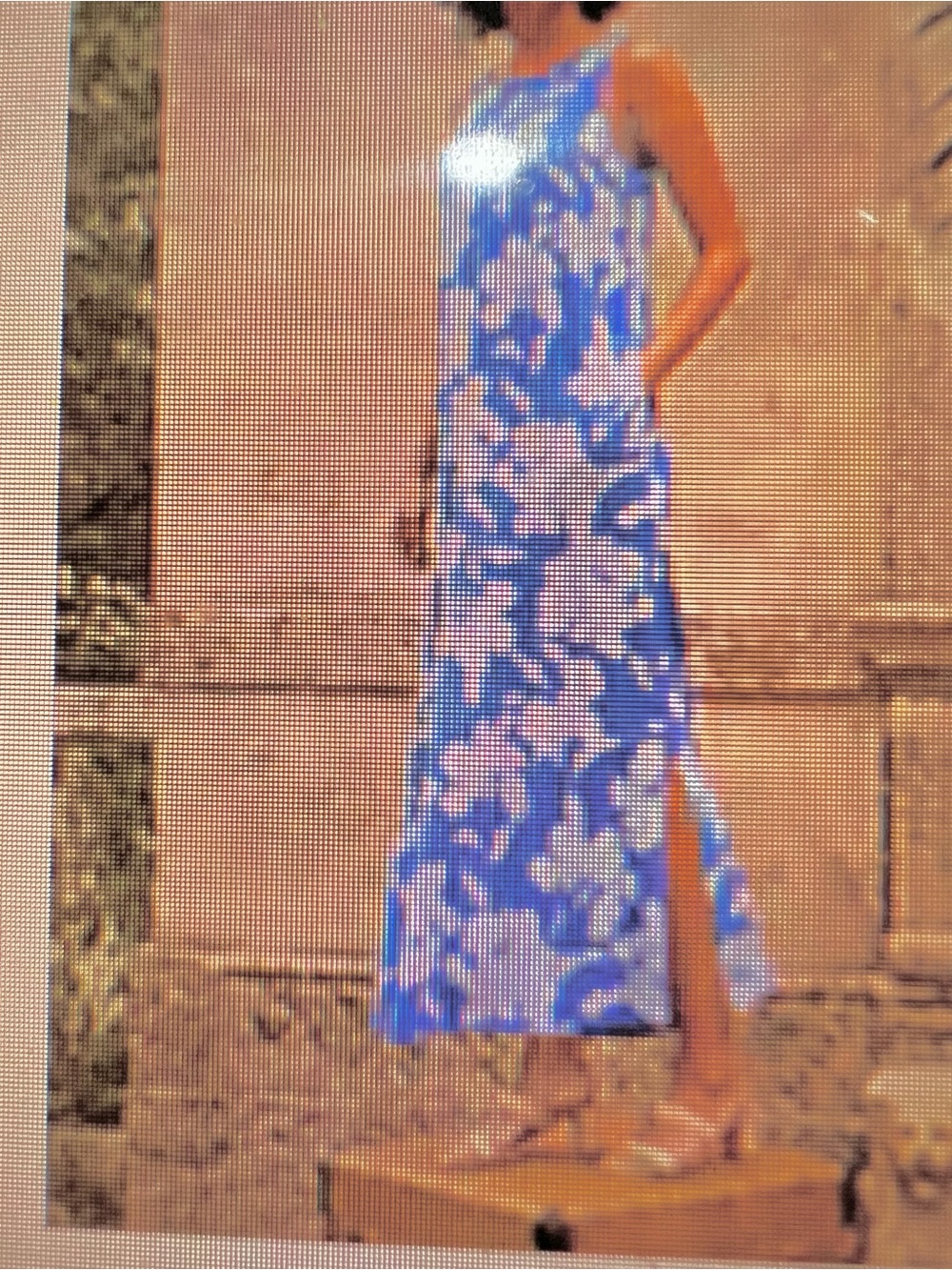 J. Jill Blue Floral Midi Dress with White Blooms